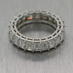 Modern Platinum 5.47ctw Emerald Cut Diamond Eternity Band Ring