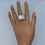 1960's Vintage Estate Chunky Platinum 5ctw Diamond & Pearl Cocktail Ring