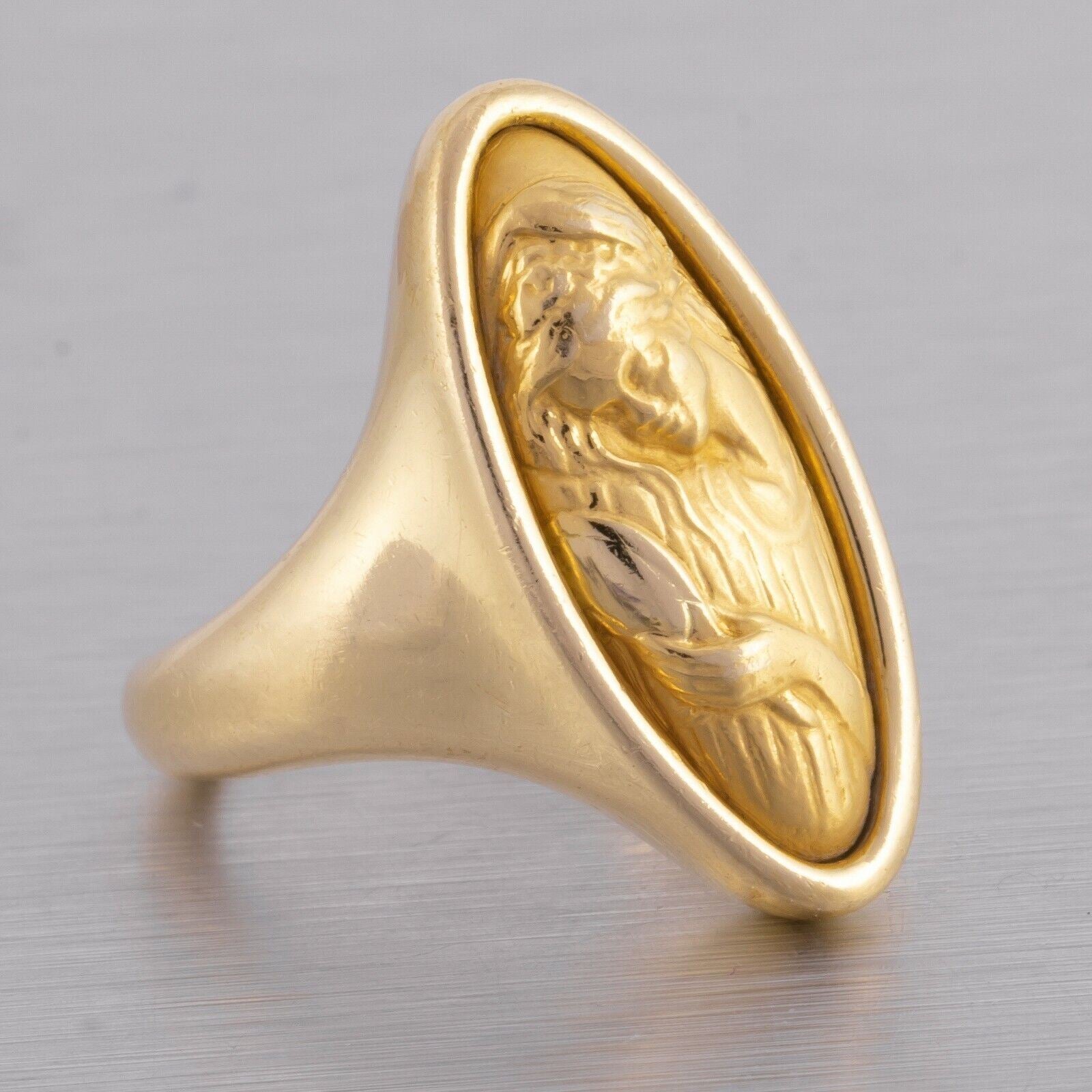 Carrera Y Carrera 18k Yellow Gold Lady Brushing Hair Motif Ring Size 5 VINTAGE