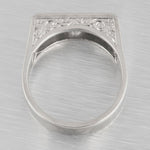 Antique Art Deco 14k White Gold Three Stone Engraved Diamond Ring 0.75ctw sz7.25