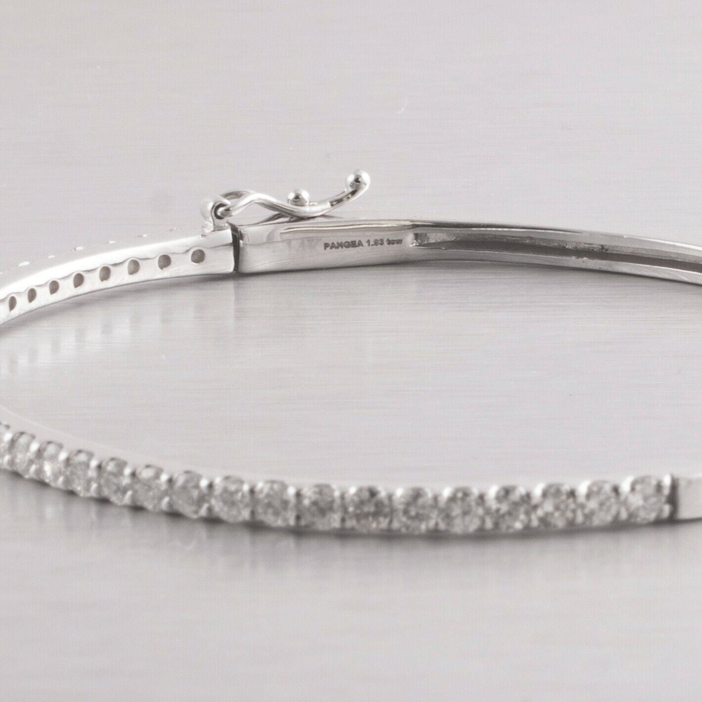 14k White Gold Hinged Halfway Diamond Bangle Bracelet  1.93ctw 10.3g