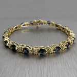 14k Yellow Gold 3.80ctw Pear Sapphire & 0.45ctw Diamond Tennis Bracelet 7"