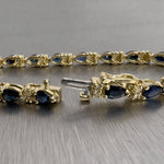 14k Yellow Gold 3.80ctw Pear Sapphire & 0.45ctw Diamond Tennis Bracelet 7"