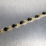 14k Yellow Gold 3.80ctw Pear Sapphire & 0.45ctw Diamond Tennis Bracelet 7"