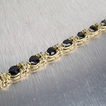 14k Yellow Gold 3.80ctw Pear Sapphire & 0.45ctw Diamond Tennis Bracelet 7"