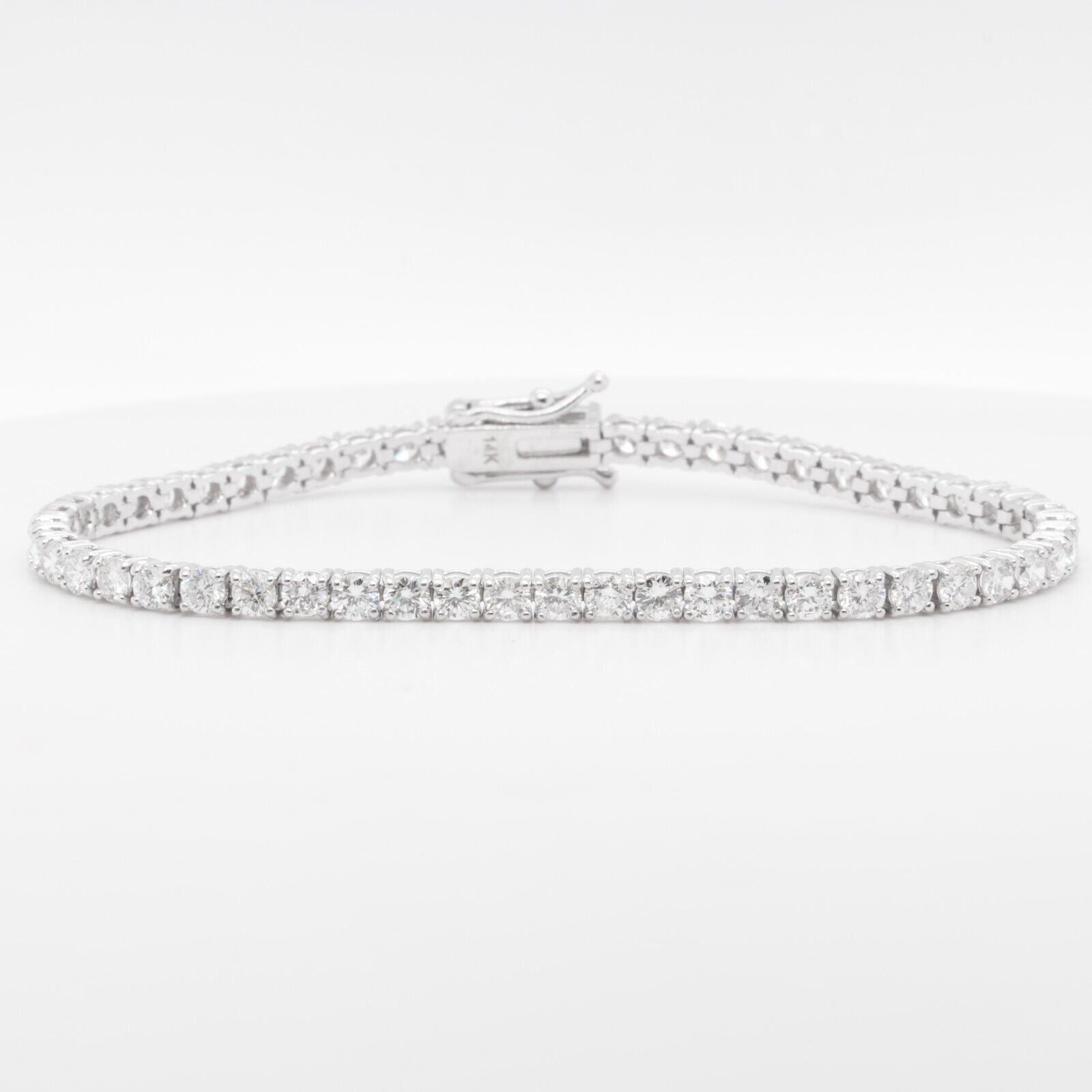 14k White Gold Diamond 53 Stone Tennis Bracelet 5.63ctw G SI1 7.00"