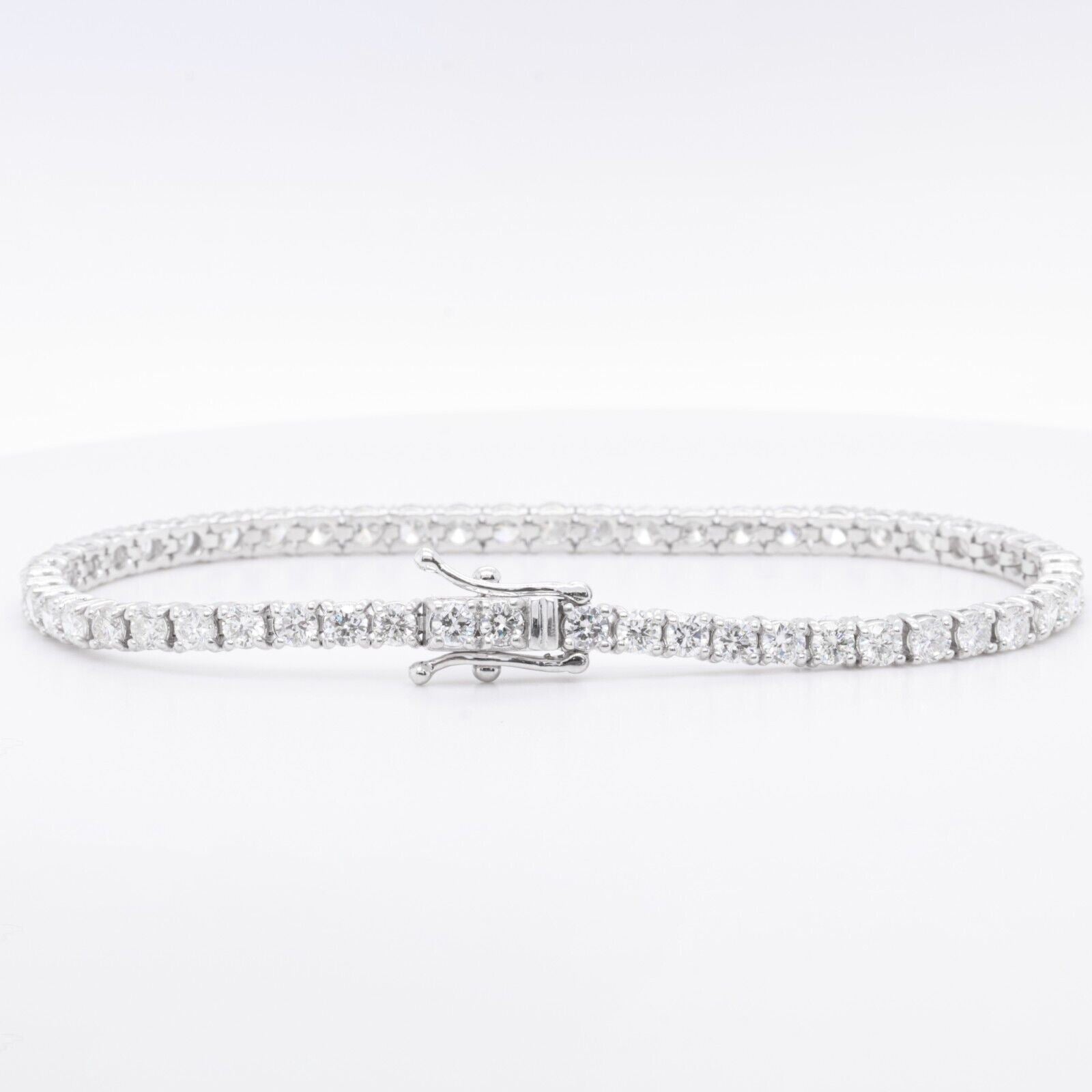 14k White Gold Diamond 53 Stone Tennis Bracelet 5.63ctw G SI1 7.00"