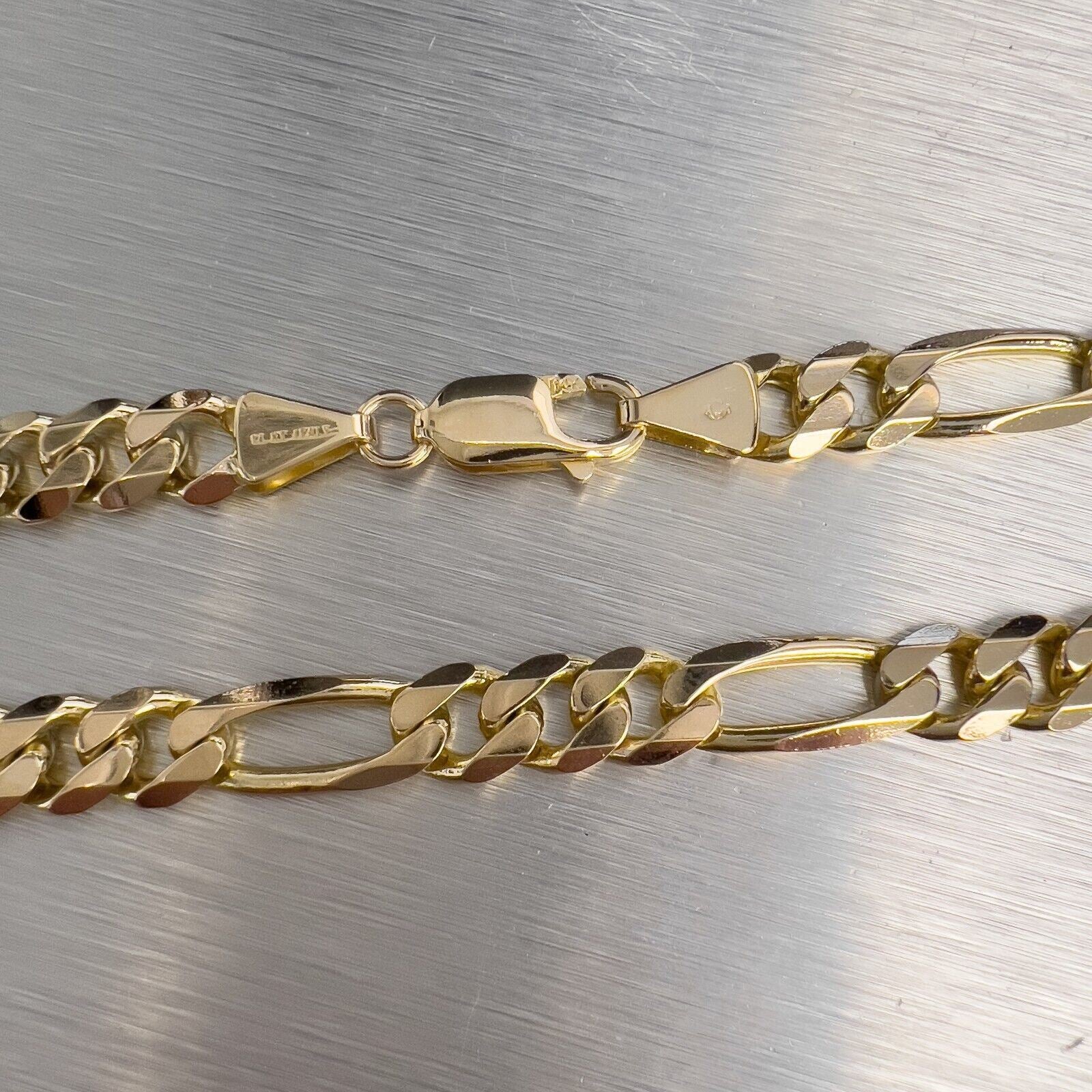 14k Yellow Gold Figaro Link 6.75mm Chain Necklace 22" 41.7g