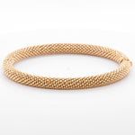 14k Yellow Gold Beaded Mesh Hinged Bangle Bracelet 6.75" 20.6g ITALY