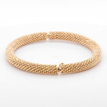 14k Yellow Gold Beaded Mesh Hinged Bangle Bracelet 6.75" 20.6g ITALY