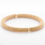 14k Yellow Gold Beaded Mesh Hinged Bangle Bracelet 6.75" 20.6g ITALY
