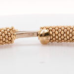 14k Yellow Gold Beaded Mesh Hinged Bangle Bracelet 6.75" 20.6g ITALY