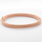 14k Rose Gold Beaded Mesh Hinged Bangle Bracelet 6.75" 20.5g ITALY