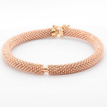 14k Rose Gold Beaded Mesh Hinged Bangle Bracelet 6.75" 20.5g ITALY