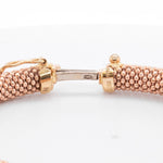 14k Rose Gold Beaded Mesh Hinged Bangle Bracelet 6.75" 20.5g ITALY