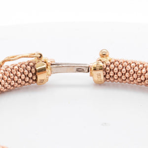 14k Rose Gold Beaded Mesh Hinged Bangle Bracelet 6.75" 20.5g ITALY