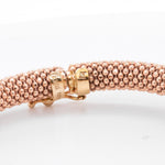 14k Rose Gold Beaded Mesh Hinged Bangle Bracelet 6.75" 20.5g ITALY