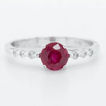 14k White Gold 0.75ct Ruby & 0.12ctw Diamond Engagement Ring G SI1 sz 7.25