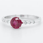 14k White Gold 0.75ct Ruby & 0.12ctw Diamond Engagement Ring G SI1 sz 7.25