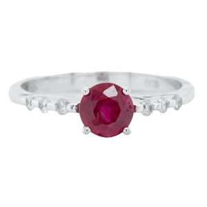 14k White Gold 0.75ct Ruby & 0.12ctw Diamond Engagement Ring G SI1 sz 7.25