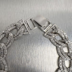 14k White Gold Diamond Double Curb Link 15.5mm Chain Bracelet 7.75" 8.40ctw