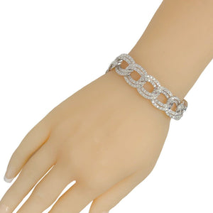 14k White Gold Diamond Double Curb Link 15.5mm Chain Bracelet 7.75" 8.40ctw