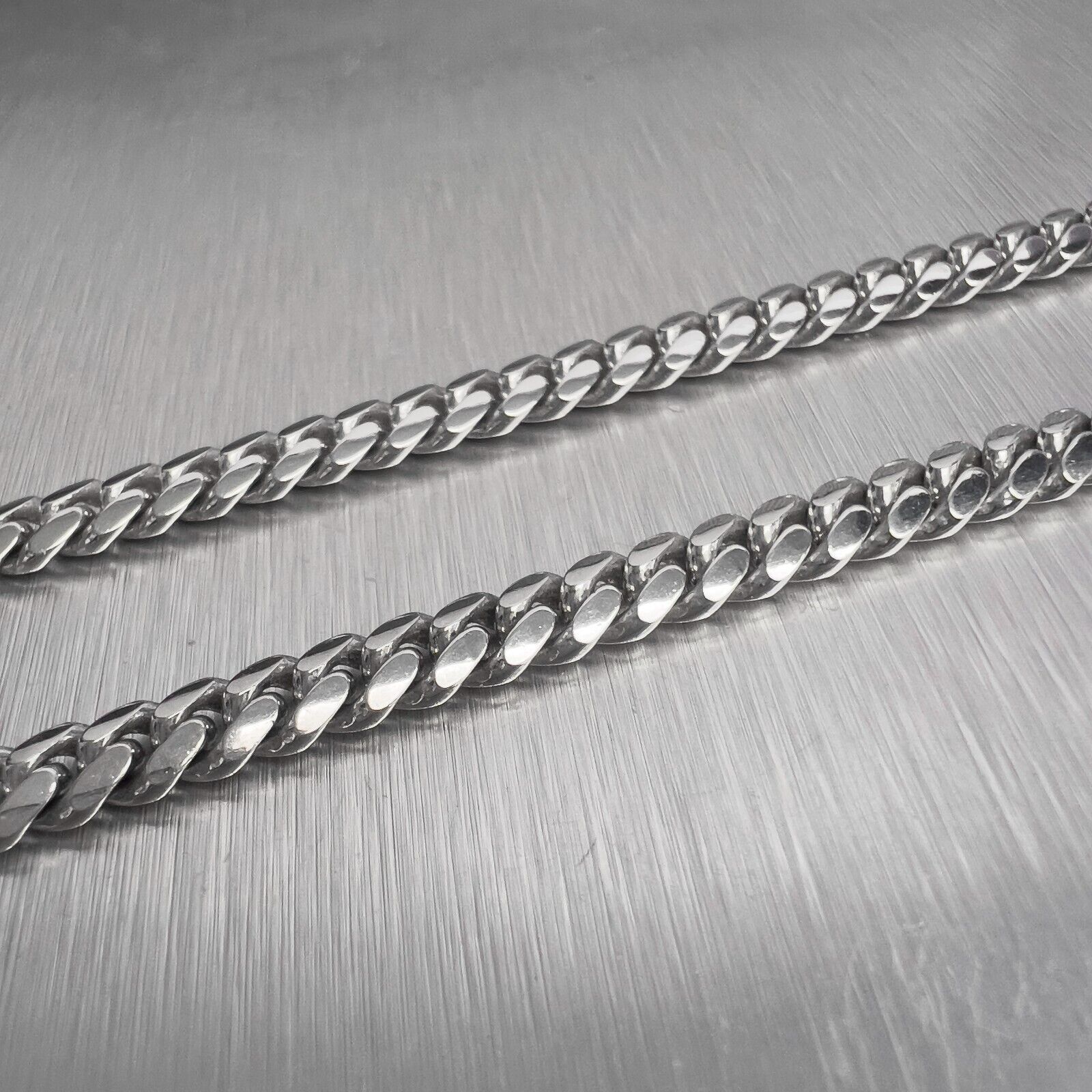 14k White Gold Cuban Link 5.00mm Chain Necklace 24" 48.2g