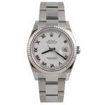 2023 Rolex Datejust White Roman Stainless FLUTED 36mm Watch 126234 BOX & PAPERS