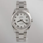 2023 Rolex Datejust White Roman Stainless FLUTED 36mm Watch 126234 BOX & PAPERS