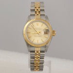 Rolex DateJust 69173 18k Yellow Gold & Stainless Silver Dial 26mm Ladies Watch