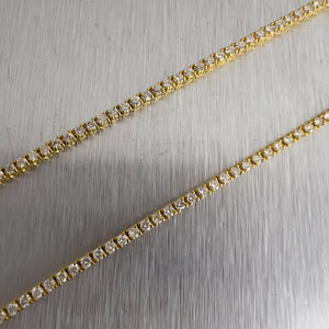 14k Yellow Gold Diamond Tennis Necklace 3.68ctw F-G SI1 16.5"