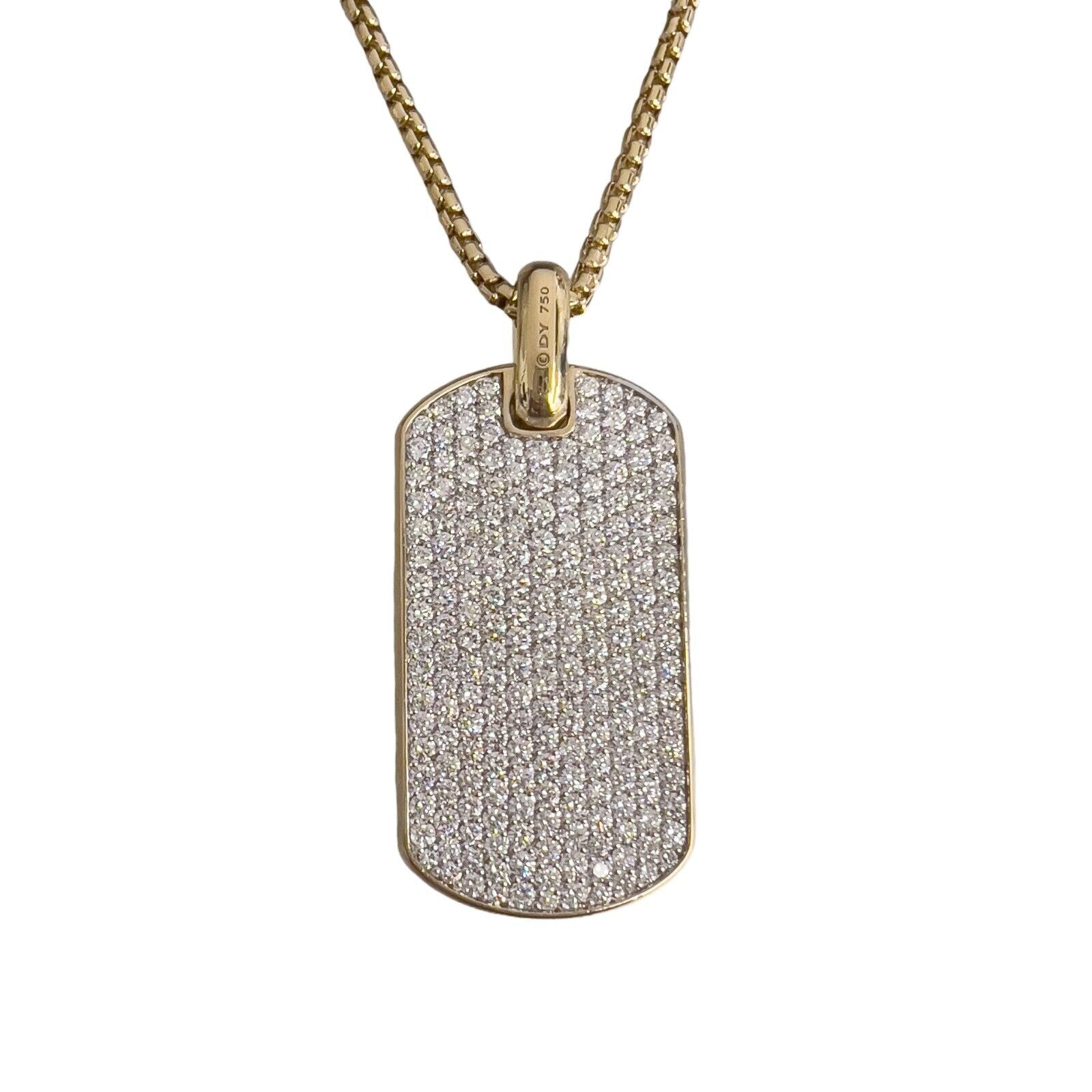 David Yurman 18k Yellow Gold Diamond Chevron Tag 42mm 5.66ctw 24" Chain $24,450