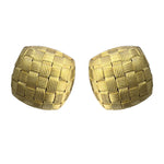 Roberto Coin Appassionata 18k Gold Woven Basket Square Puffed Omegaback Earrings