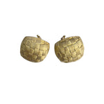 Roberto Coin Appassionata 18k Gold Woven Basket Square Puffed Omegaback Earrings