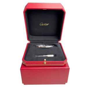 Cartier Love Small 18k White Gold Bracelet Size 16 CLEANING KIT BAG BOX & CERT