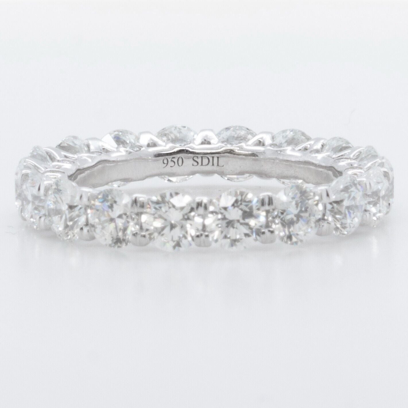 Platinum 950 Round Diamond Gallery Eternity Band 3.08ctw F VS1 Size 4.5