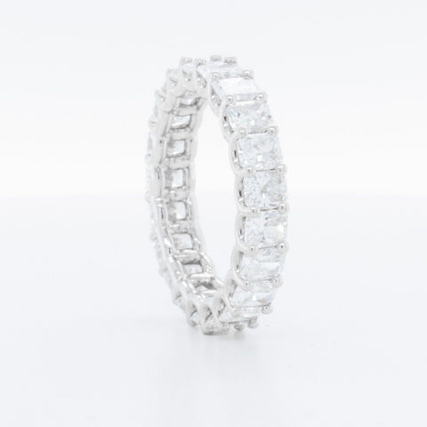 Platinum 950 Radiant Cut Diamond Eternity Band 5.02ctw F-G VS1-VS2 Size 6.25