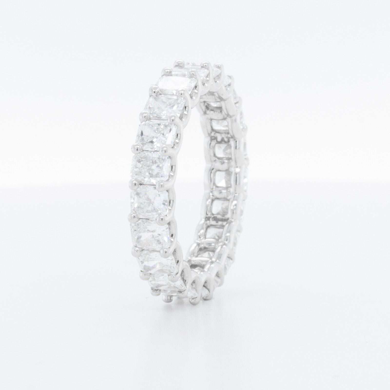 Platinum 950 Radiant Cut Diamond Eternity Band 5.02ctw F-G VS1-VS2 Size 6.25