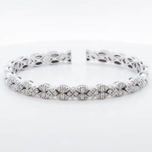 Sonia Bitton Diamond Pave Spring Cuff 14k White Gold Bracelet 1.00ctw H SI 7.25"