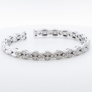 Sonia Bitton Diamond Pave Spring Cuff 14k White Gold Bracelet 1.00ctw H SI 7.25"