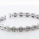 Sonia Bitton Diamond Pave Spring Cuff 14k White Gold Bracelet 1.00ctw H SI 7.25"