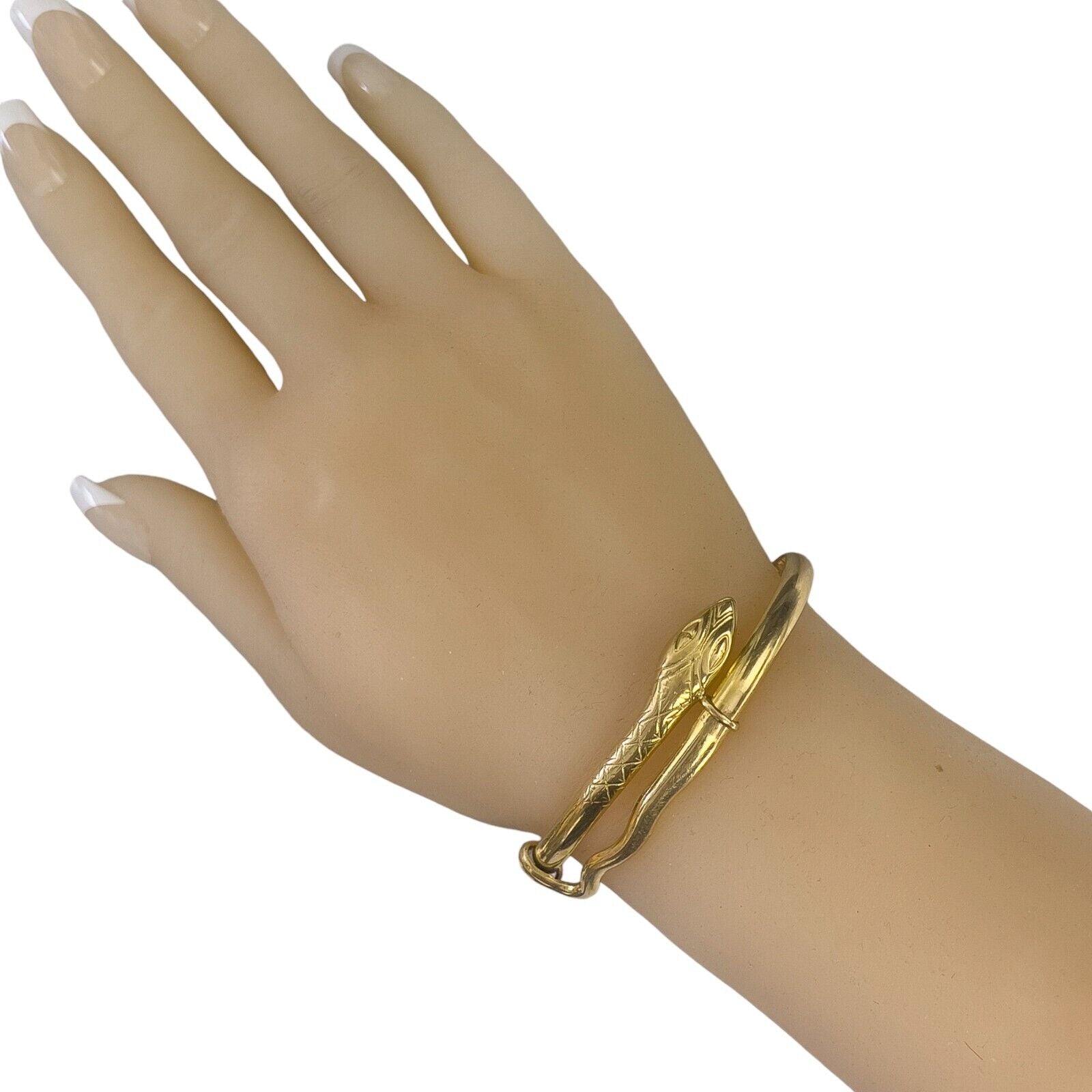 Vintage 1AR 18k Yellow Gold Etched Snake Wrap Bangle Bracelet 32.3g 7.25"