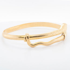 Vintage 1AR 18k Yellow Gold Etched Snake Wrap Bangle Bracelet 32.3g 7.25"