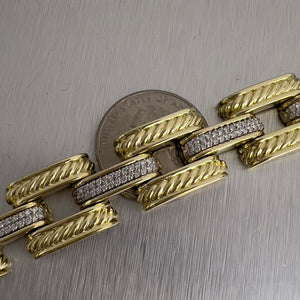 David Yurman Gatelin 18k Yellow Gold Pave Diamond Link Bracelet RET $17,500