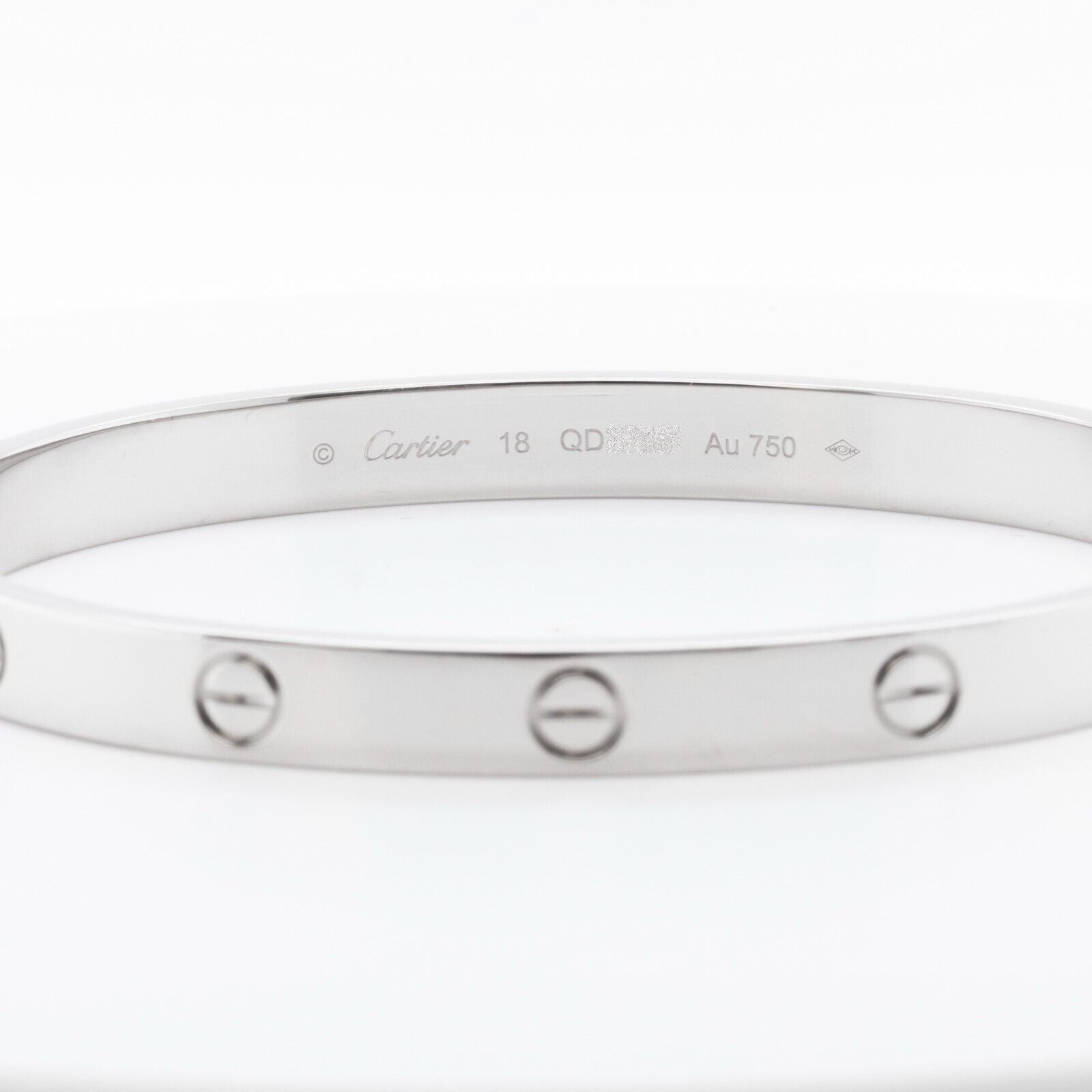 2022 Cartier Love 750 18k White Gold Bangle Bracelet Size 18 BOX & CERTIFICATE