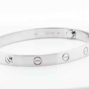 2022 Cartier Love 750 18k White Gold Bangle Bracelet Size 18 BOX & CERTIFICATE