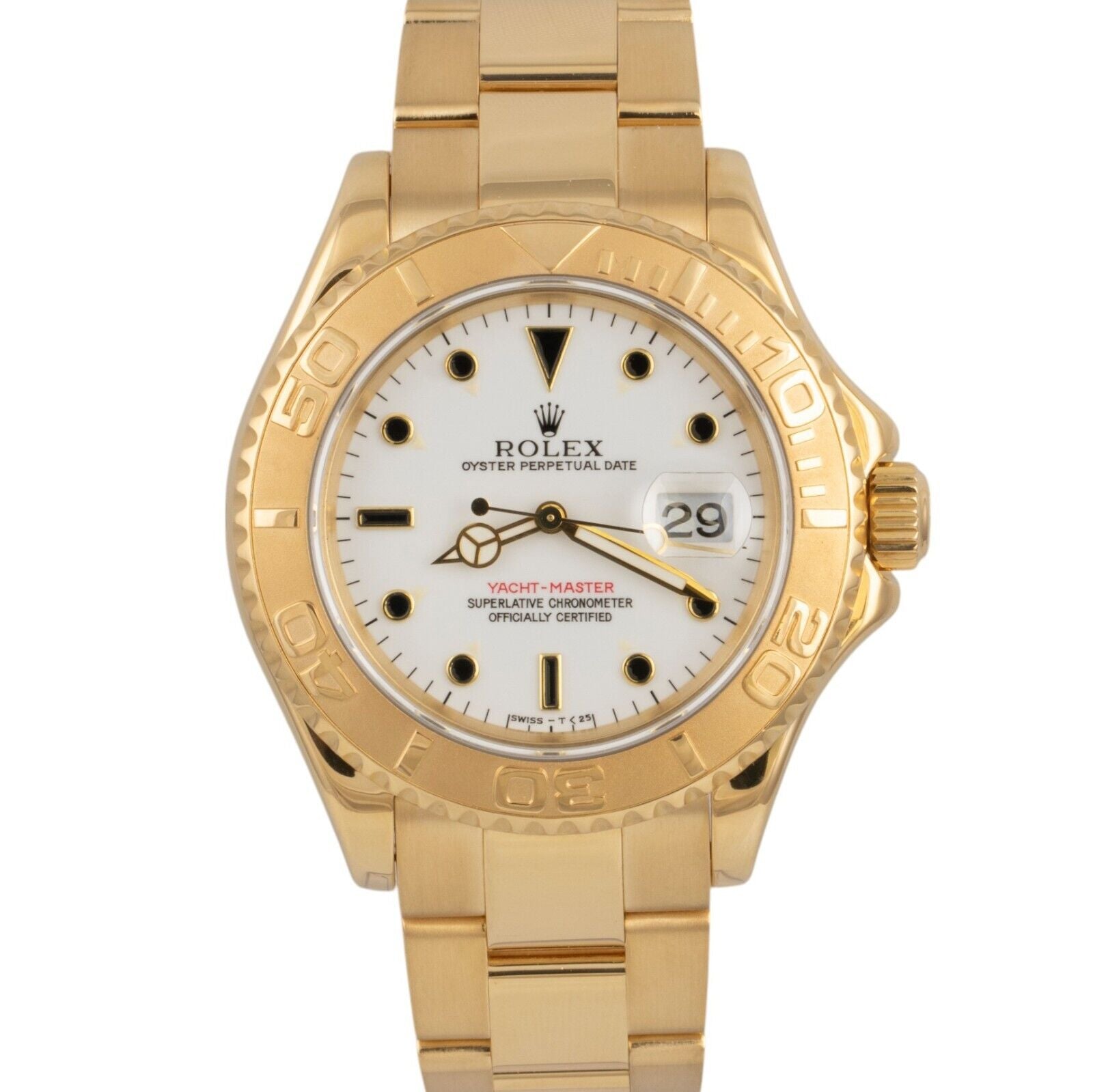 2002 Rolex Yacht-Master 40 YM1 18k Yellow Gold White Dial 40mm Watch 16628B