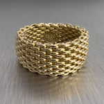 Tiffany & Co. Somerset Mesh Wide 18k Yellow Gold 10mm Ring Size 8