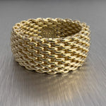 Tiffany & Co. Somerset Mesh Wide 18k Yellow Gold 10mm Ring Size 8