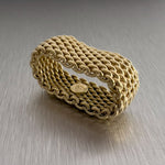 Tiffany & Co. Somerset Mesh Wide 18k Yellow Gold 10mm Ring Size 8